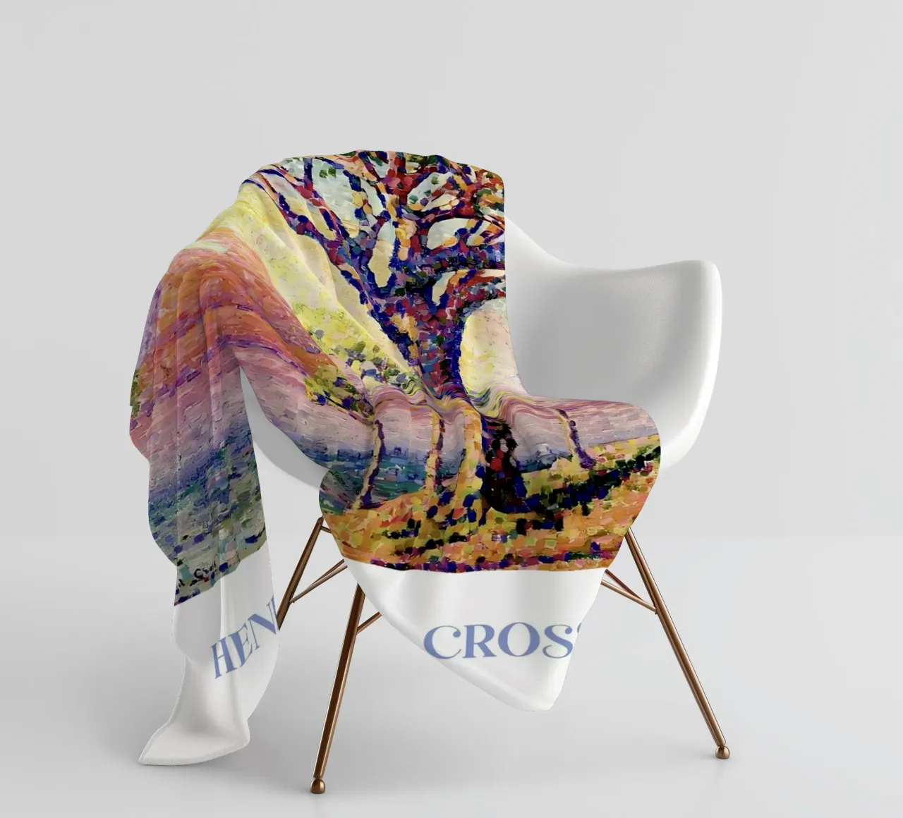 Henri-Edmond Cross Pointillist Pine Tree Art fleece blanket by NorwesClub