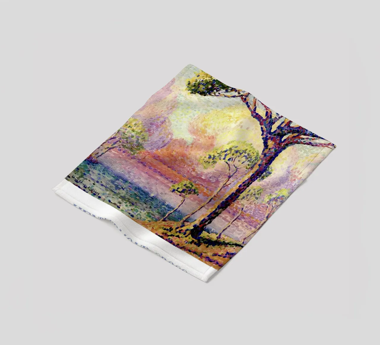 Henri-Edmond Cross Pointillist Pine Tree Art fleece blanket by NorwesClub