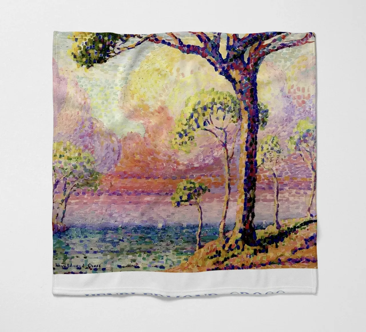 Henri-Edmond Cross Pointillist Pine Tree Art fleece blanket by NorwesClub