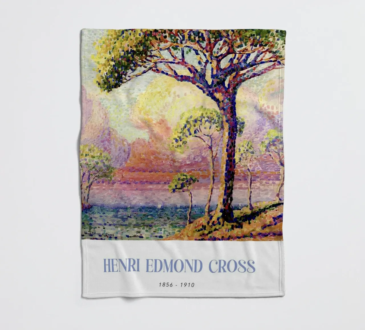 Henri-Edmond Cross Pointillist Pine Tree Art fleece blanket by NorwesClub