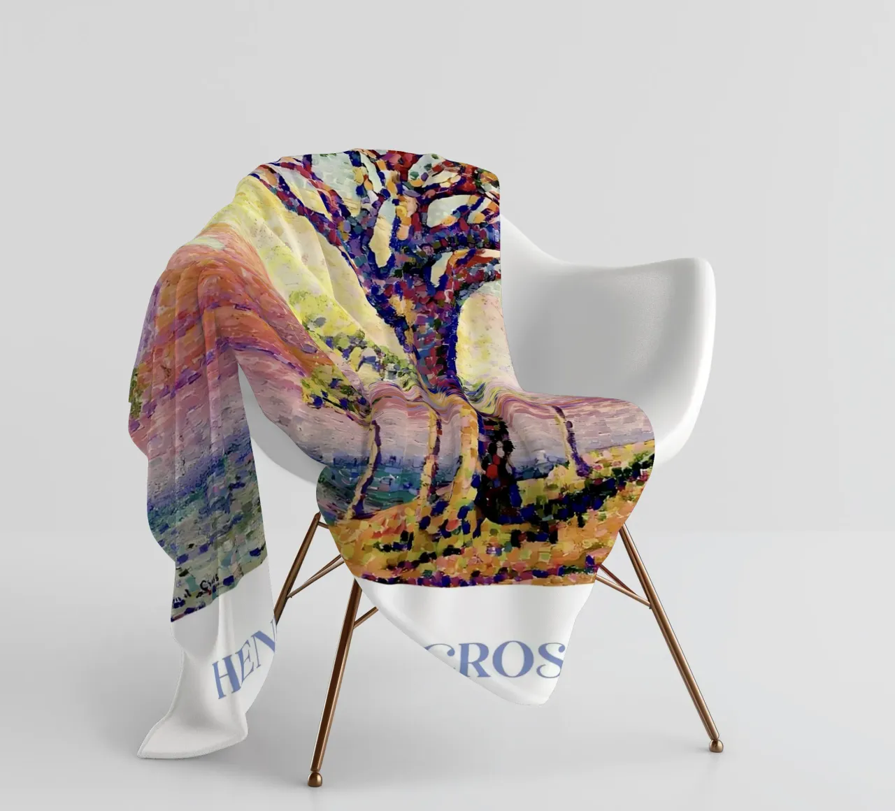 Henri-Edmond Cross Pointillist Pine Tree Art fleece blanket by NorwesClub
