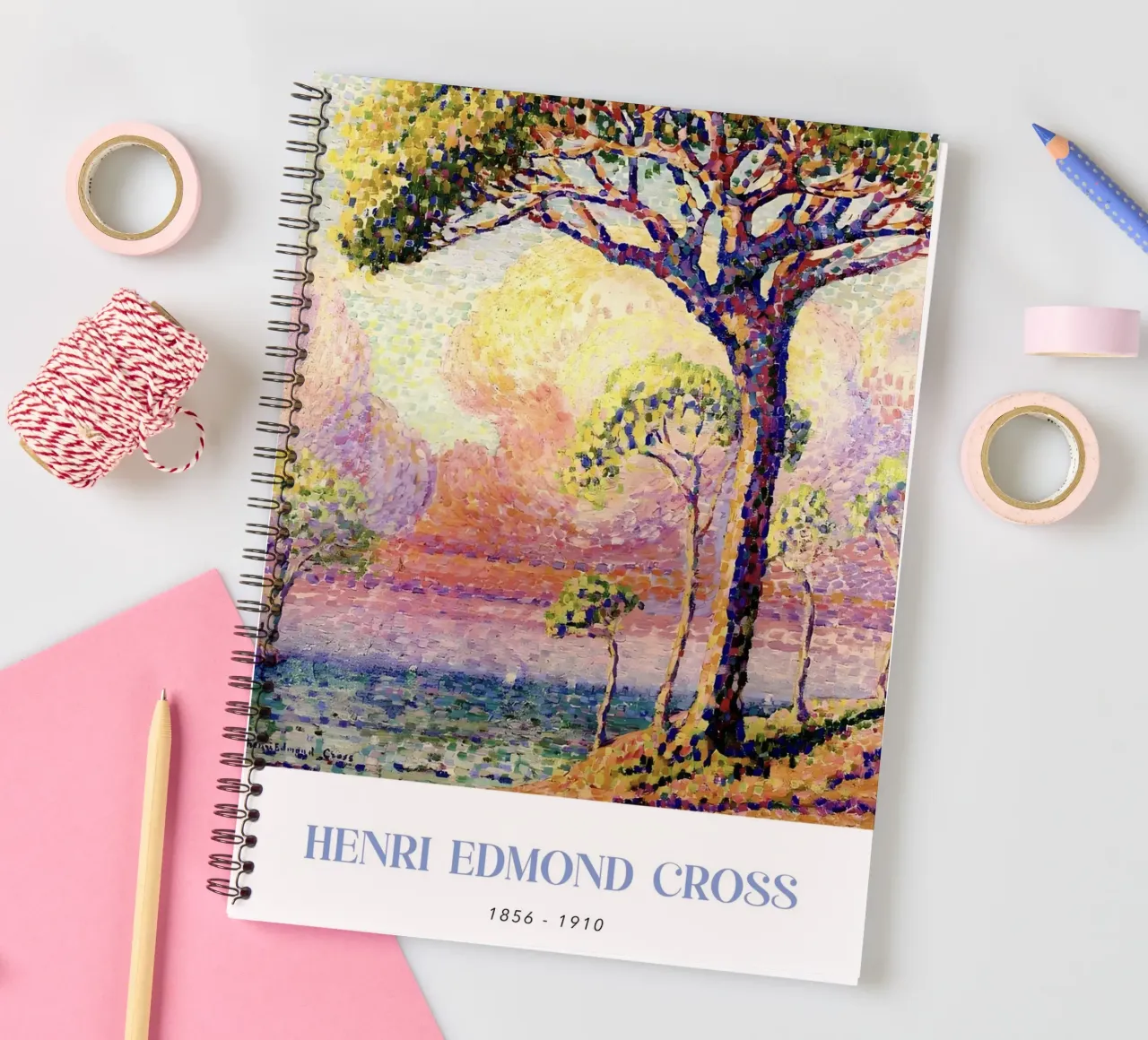 Henri-Edmond Cross Pointillist Pine Tree Art spiral notebook by NorwesClub