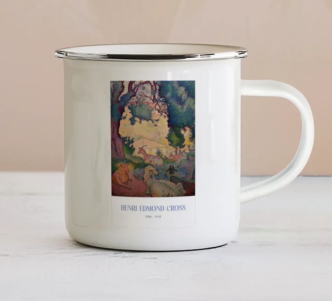 Henri-Edmond Cross Pointillistisch Landschap Geiten emaille mok van NorwesClub