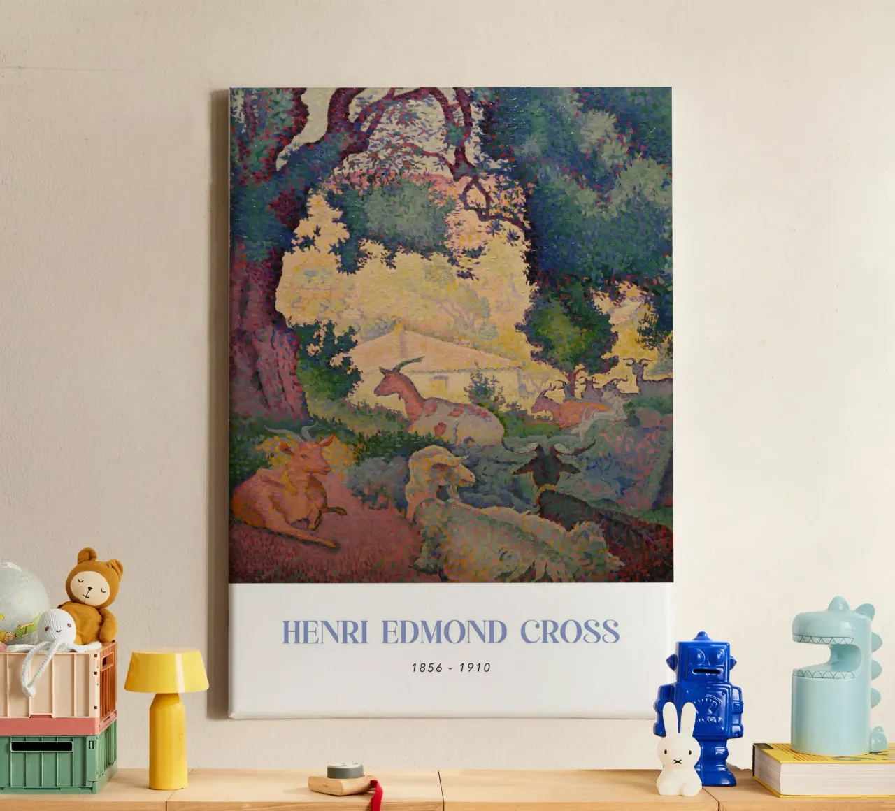 Henri-Edmond Cross Pointillistisch Landschap Geiten canvas met Baklijst van NorwesClub