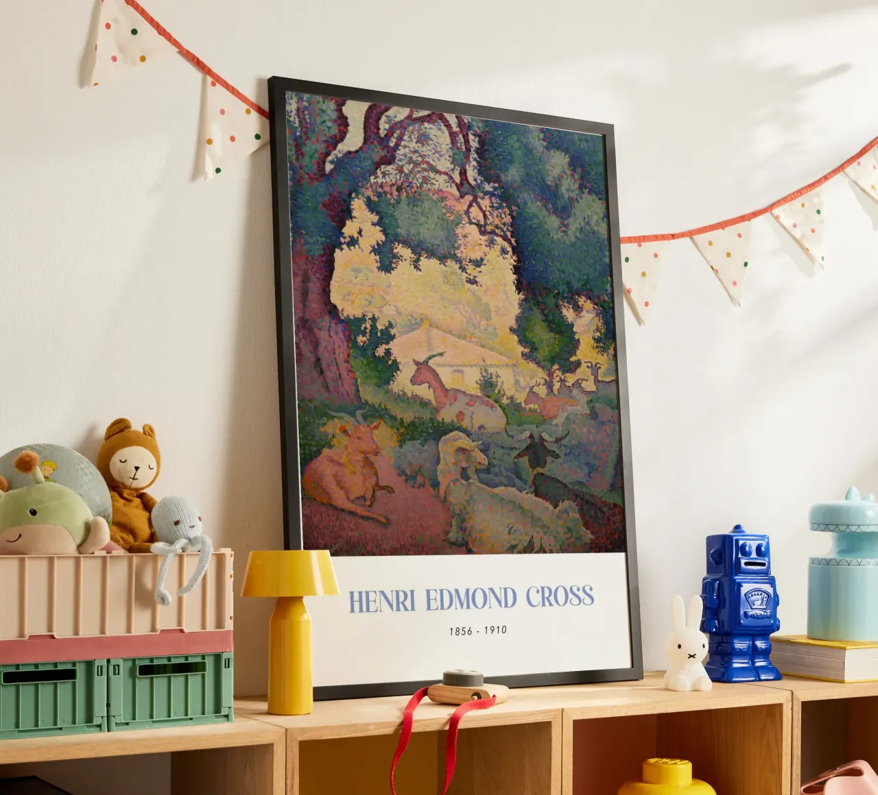 Henri-Edmond Cross Pointillistisch Landschap Geiten poster met aluminium frame van NorwesClub