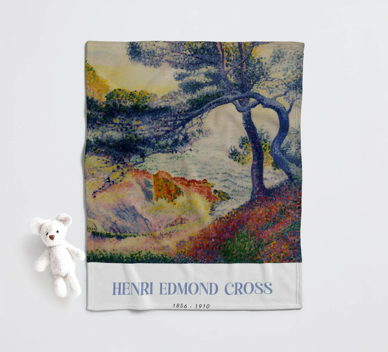 Henri-Edmond Cross Pointillist Coastal Landscape fleece blanket by NorwesClub
