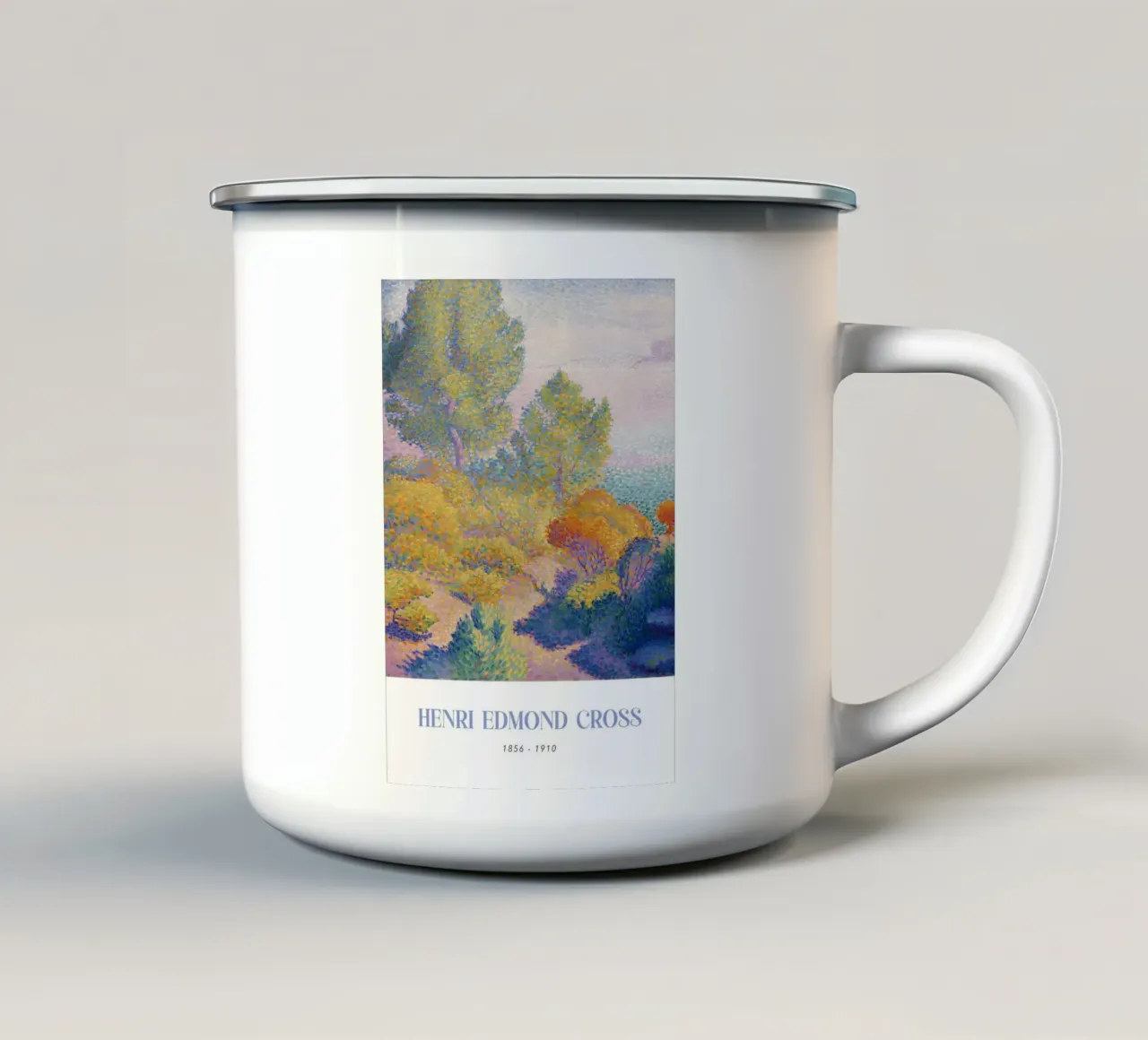Henri-Edmond Cross Pointillist Paesaggio di alberi tazza in smalto da NorwesClub
