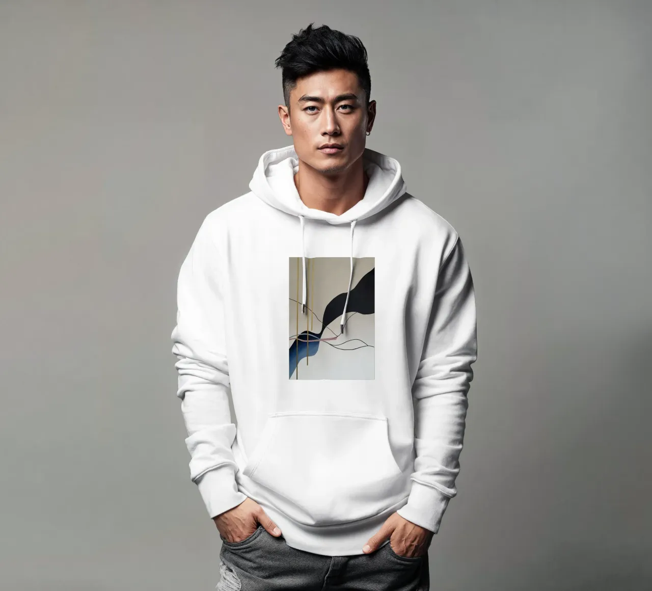 Abstract Flow with Gold and Pink Lines Hoodie von Artbyvo