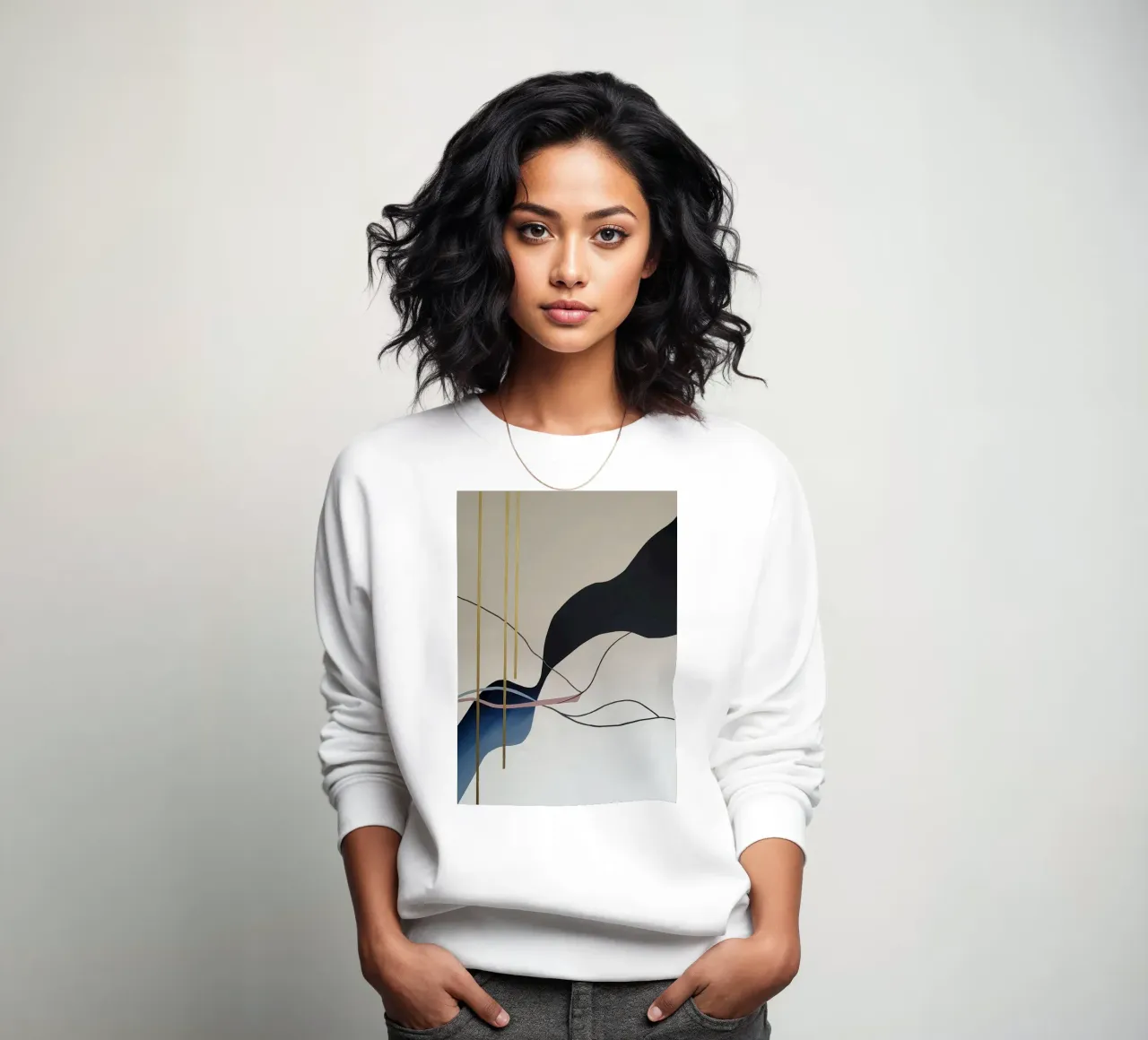 Abstract Flow with Gold and Pink Lines sweatshirt by Artbyvo