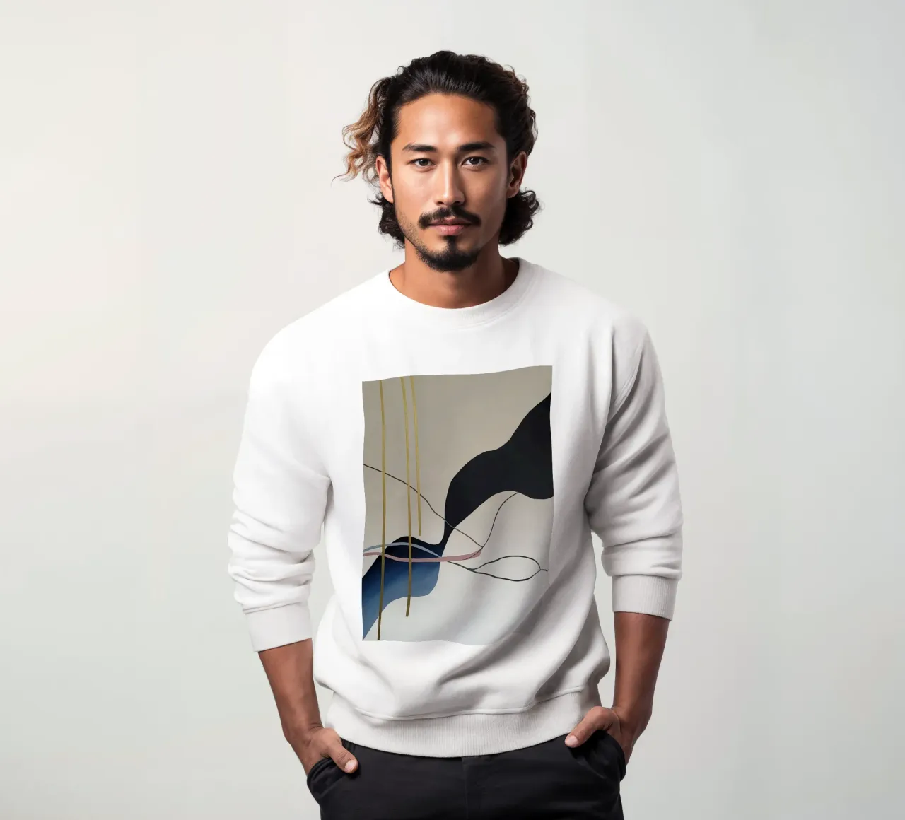 Abstract Flow with Gold and Pink Lines Sweatshirt von Artbyvo