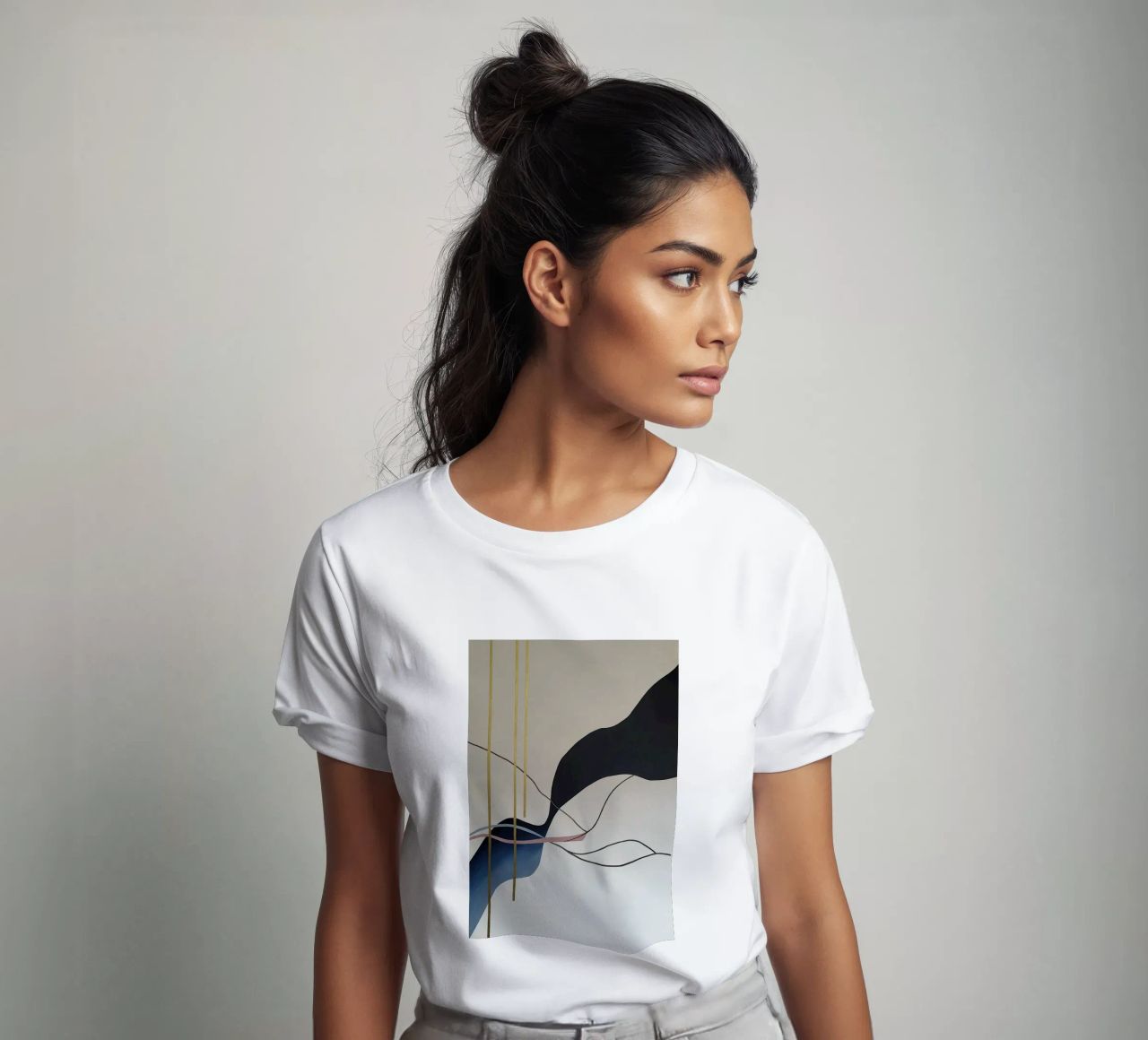 Abstract Flow with Gold and Pink Lines t-shirt da Artbyvo