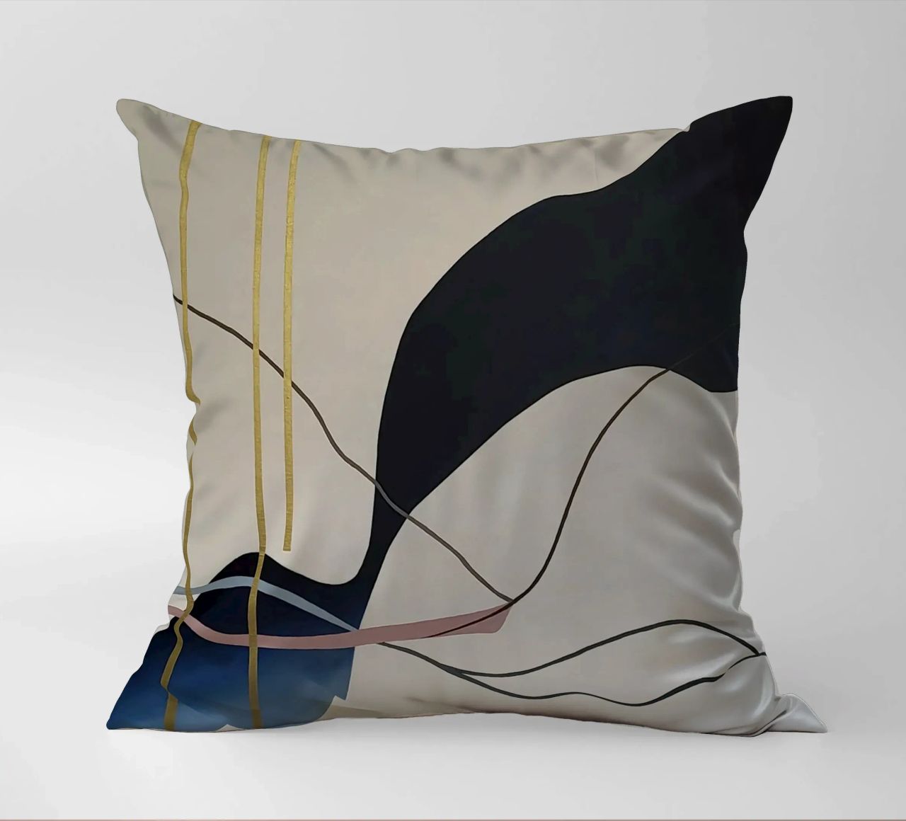 Abstract Flow with Gold and Pink Lines cuscino da Artbyvo