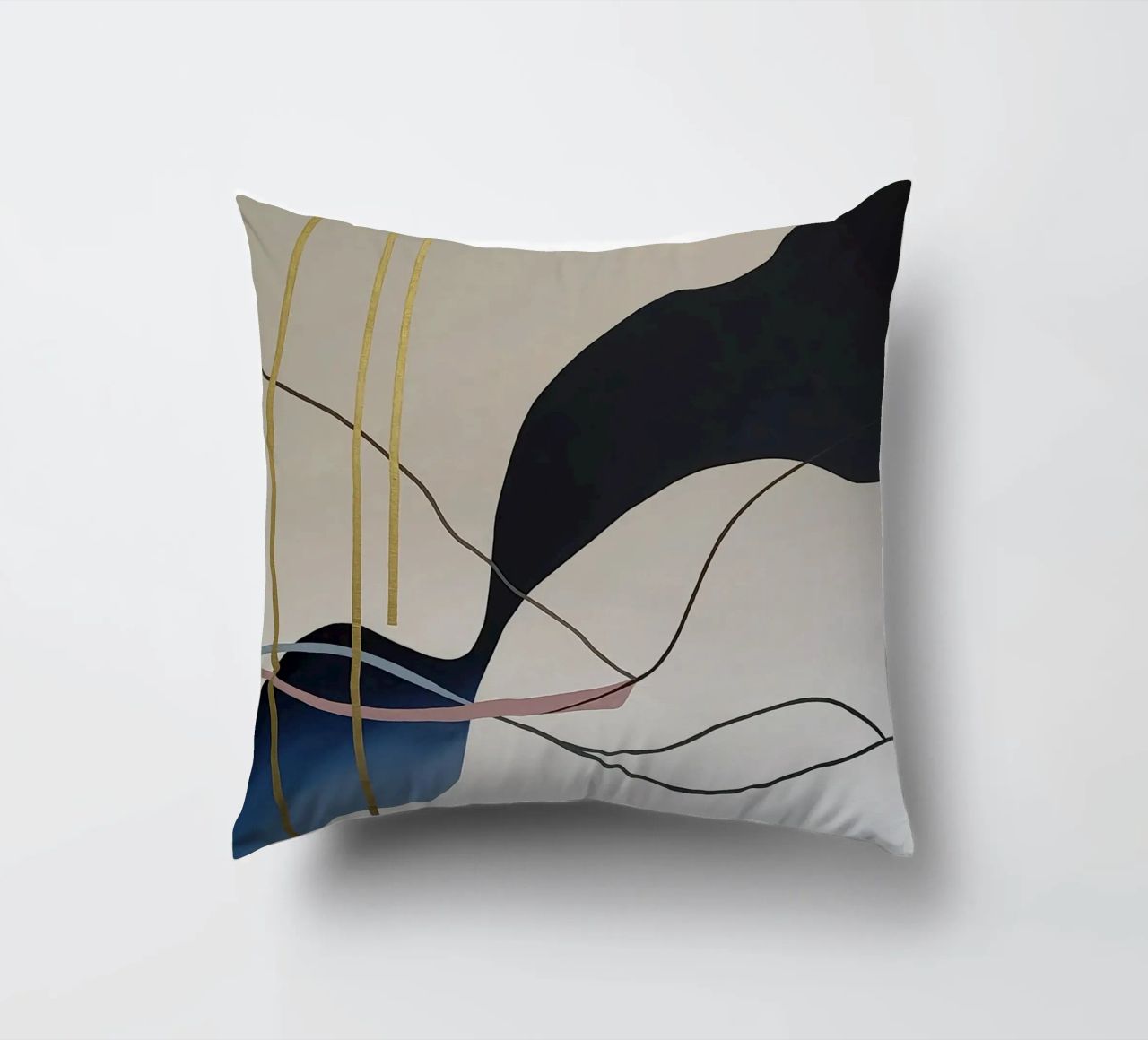 Abstract Flow with Gold and Pink Lines cuscino da Artbyvo