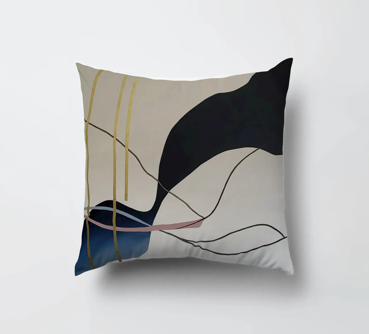Abstract Flow with Gold and Pink Lines kussen van Artbyvo