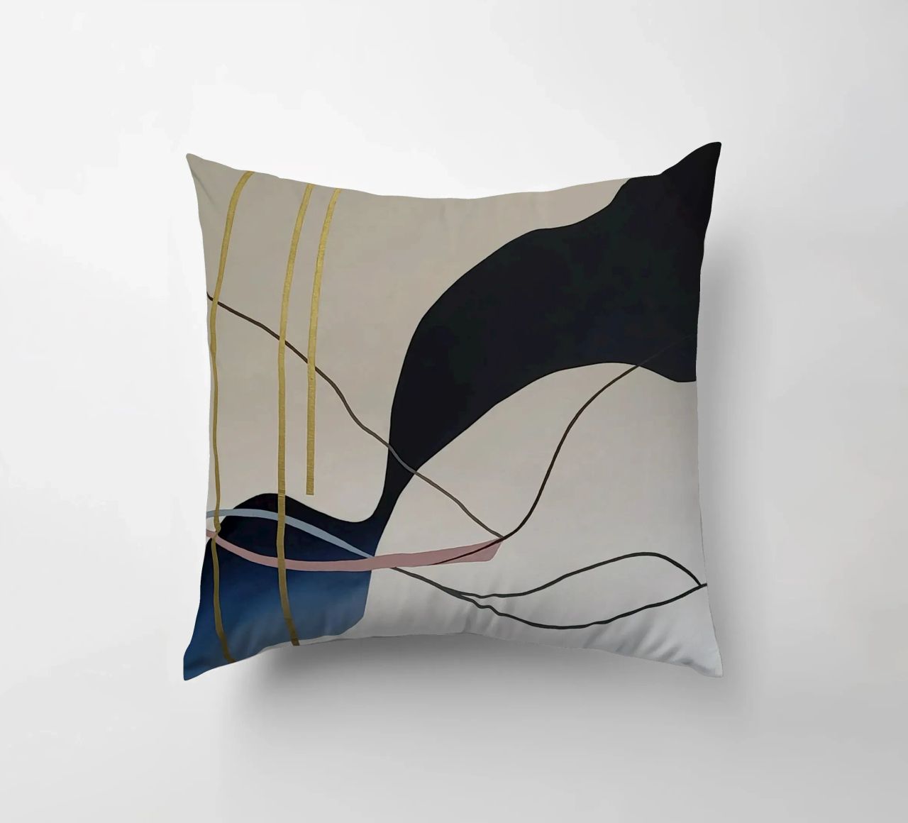 Abstract Flow with Gold and Pink Lines cuscino da Artbyvo