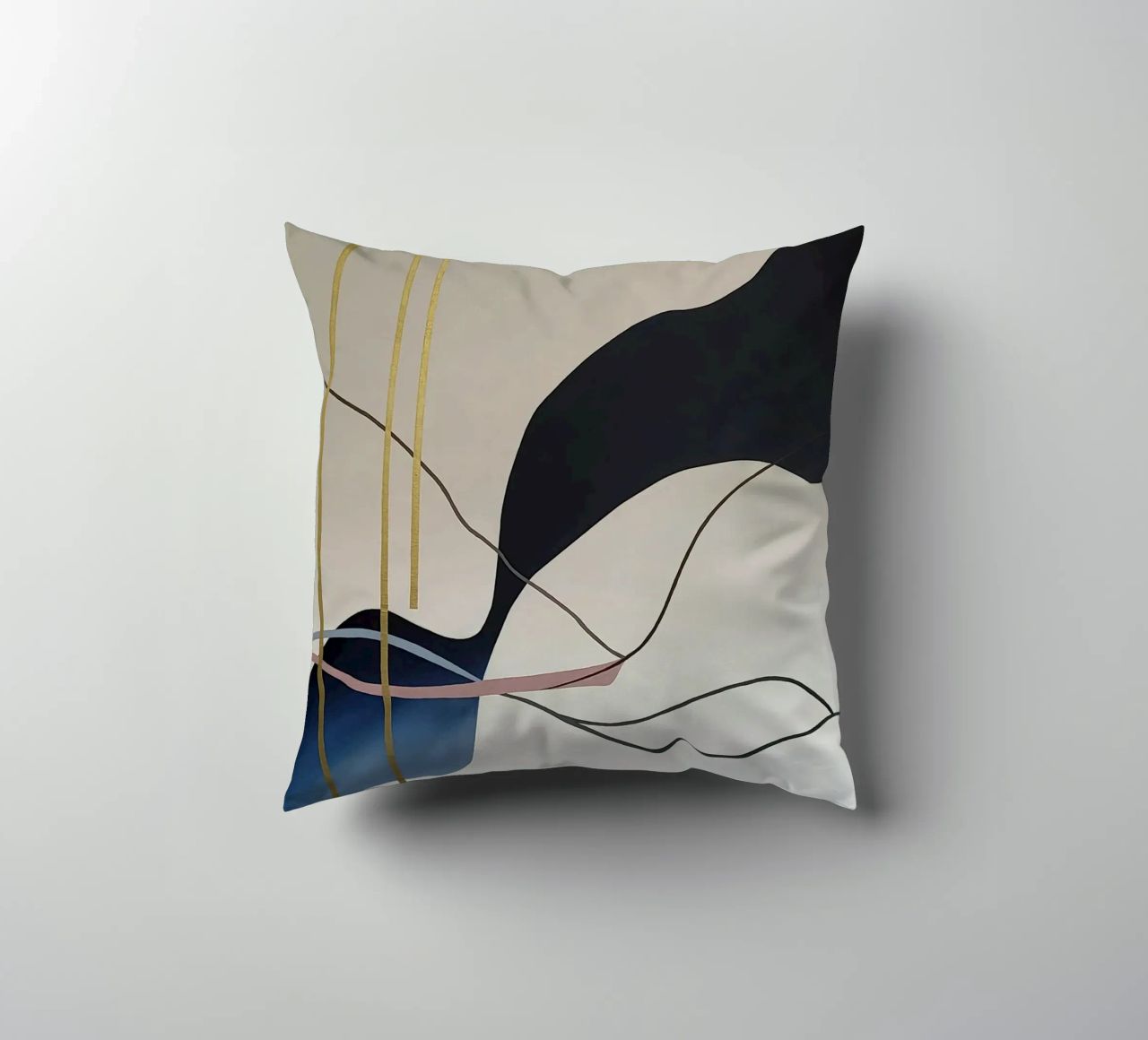 Abstract Flow with Gold and Pink Lines cuscino da Artbyvo