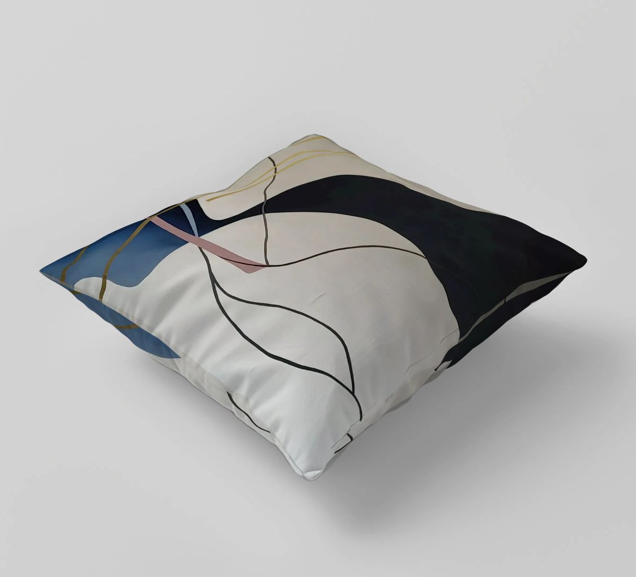 Abstract Flow with Gold and Pink Lines cuscino da Artbyvo