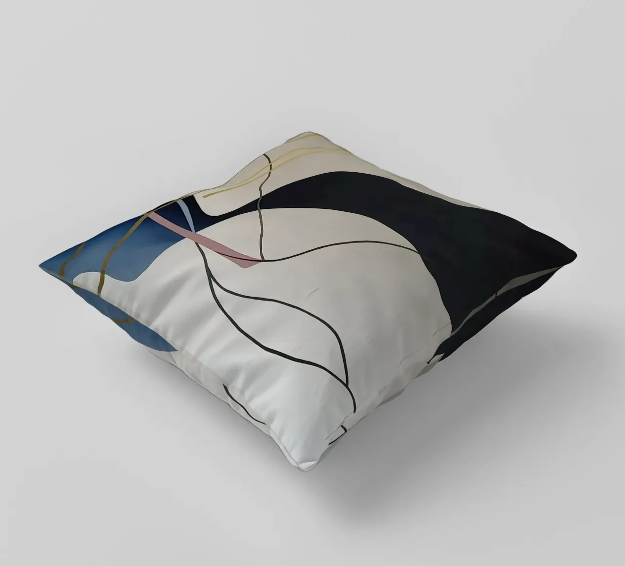 Abstract Flow with Gold and Pink Lines kussen van Artbyvo