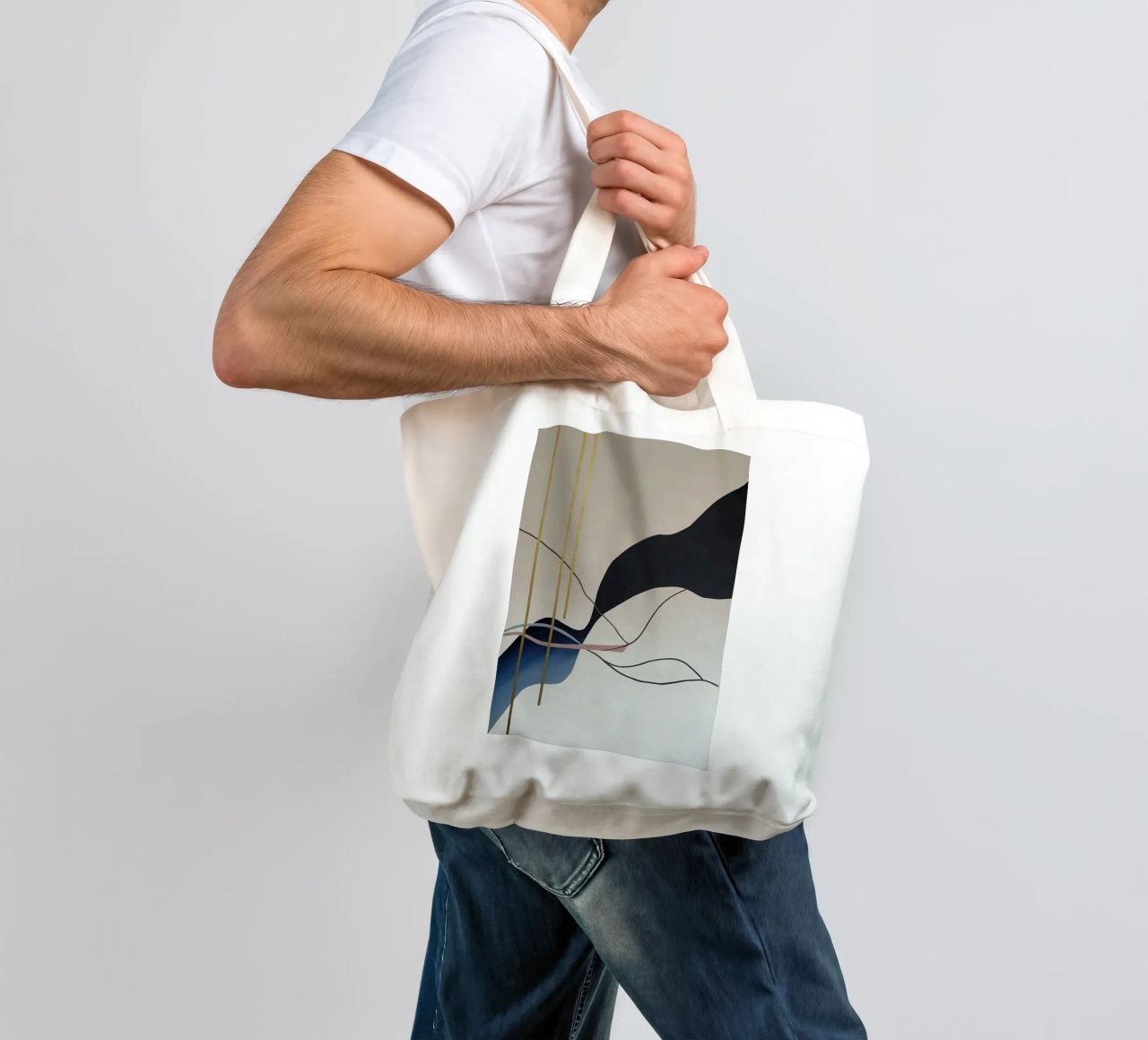 Abstract Flow with Gold and Pink Lines borsa in juta da Artbyvo