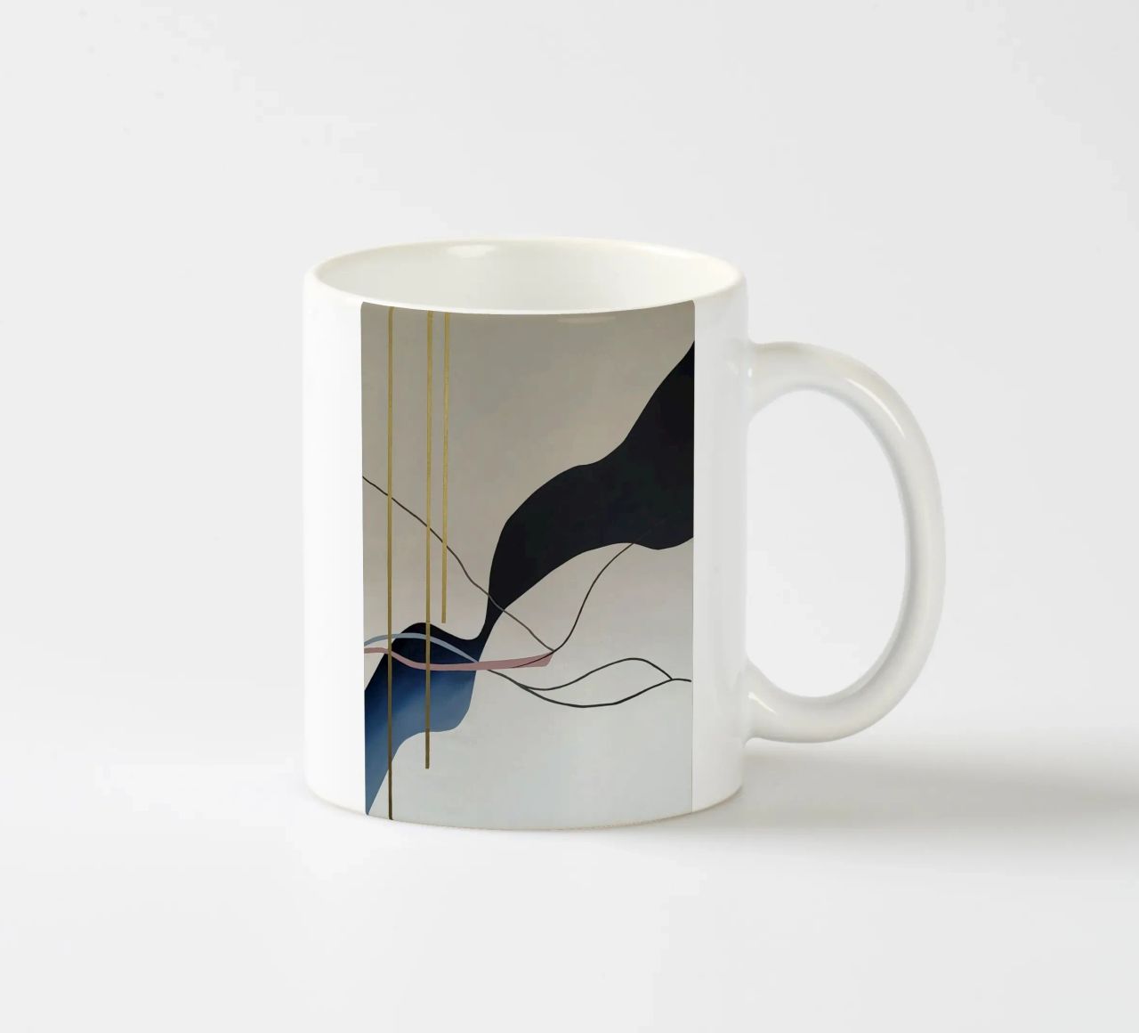 Abstract Flow with Gold and Pink Lines tazza in ceramica da Artbyvo