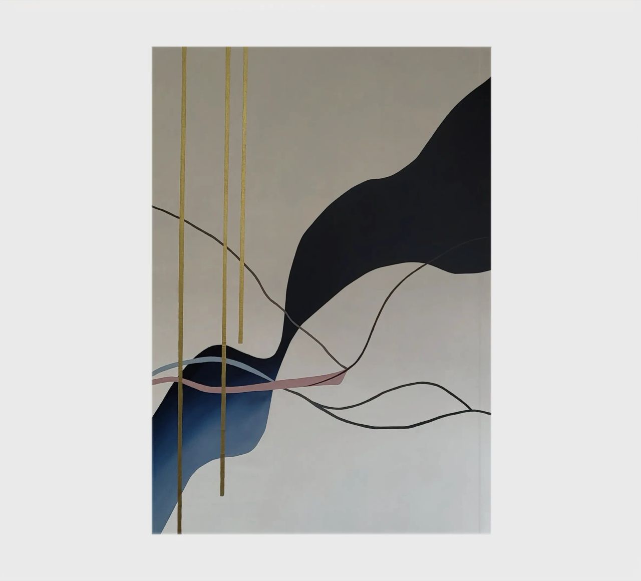 Abstract Flow with Gold and Pink Lines notebook by Artbyvo