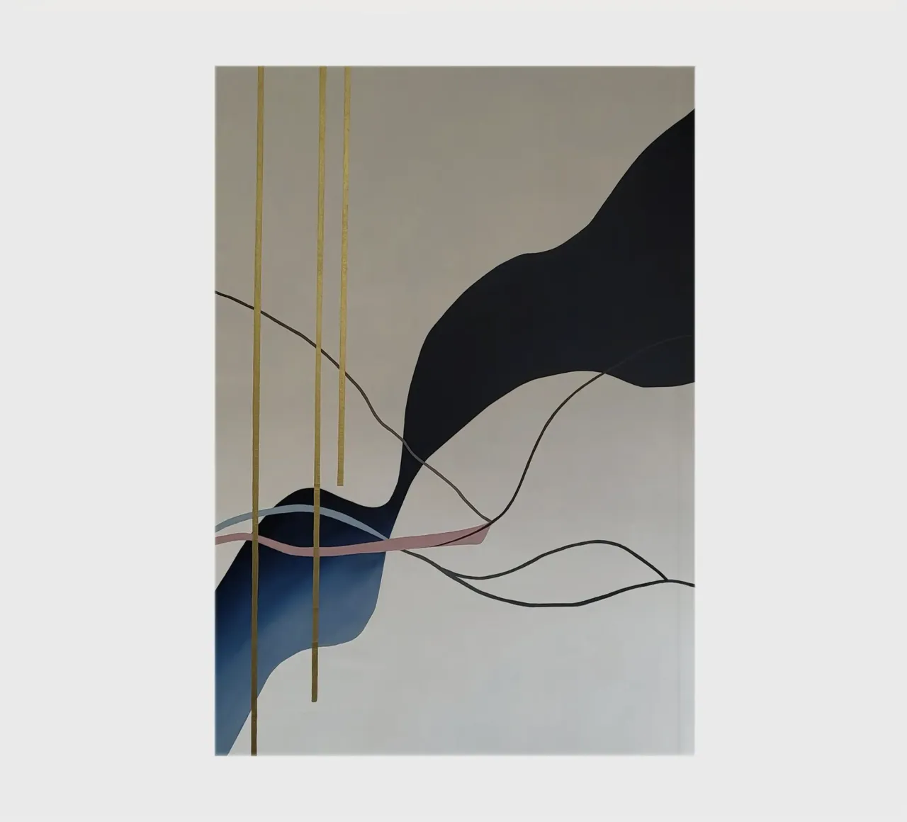 Abstract Flow with Gold and Pink Lines Notizbuch von Artbyvo