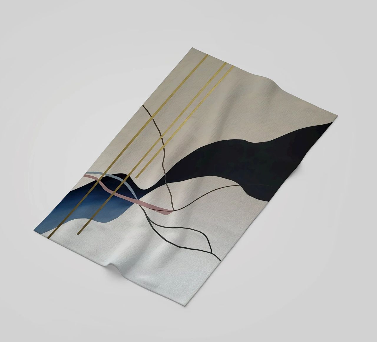 Abstract Flow with Gold and Pink Lines telo mare da Artbyvo