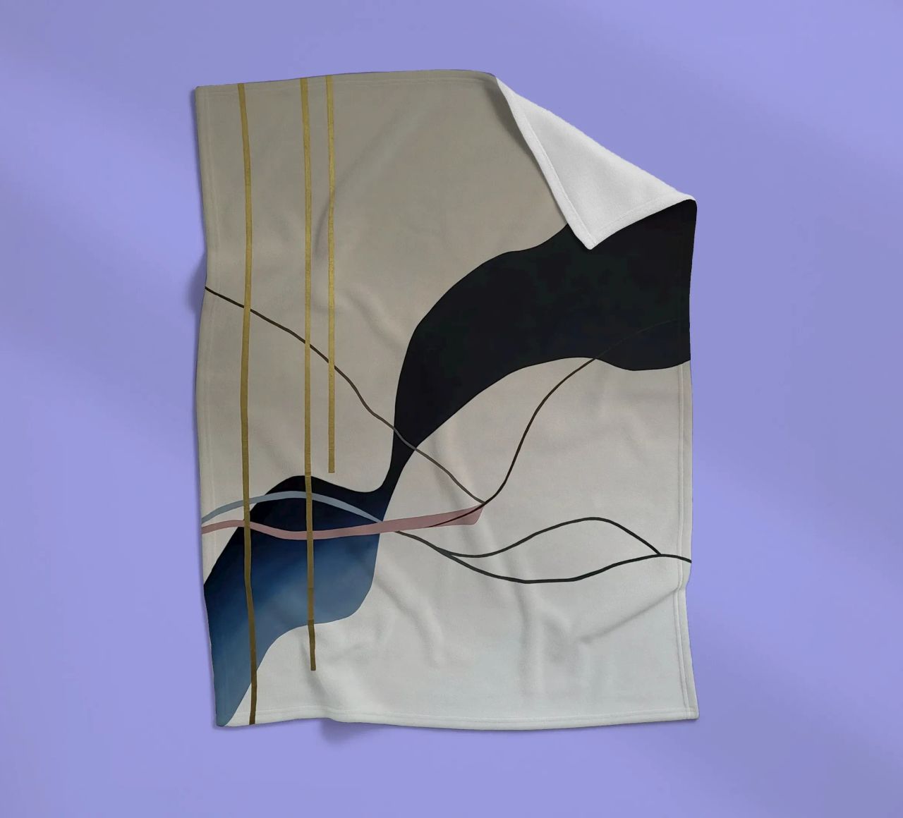 Abstract Flow with Gold and Pink Lines coperta in pile da Artbyvo
