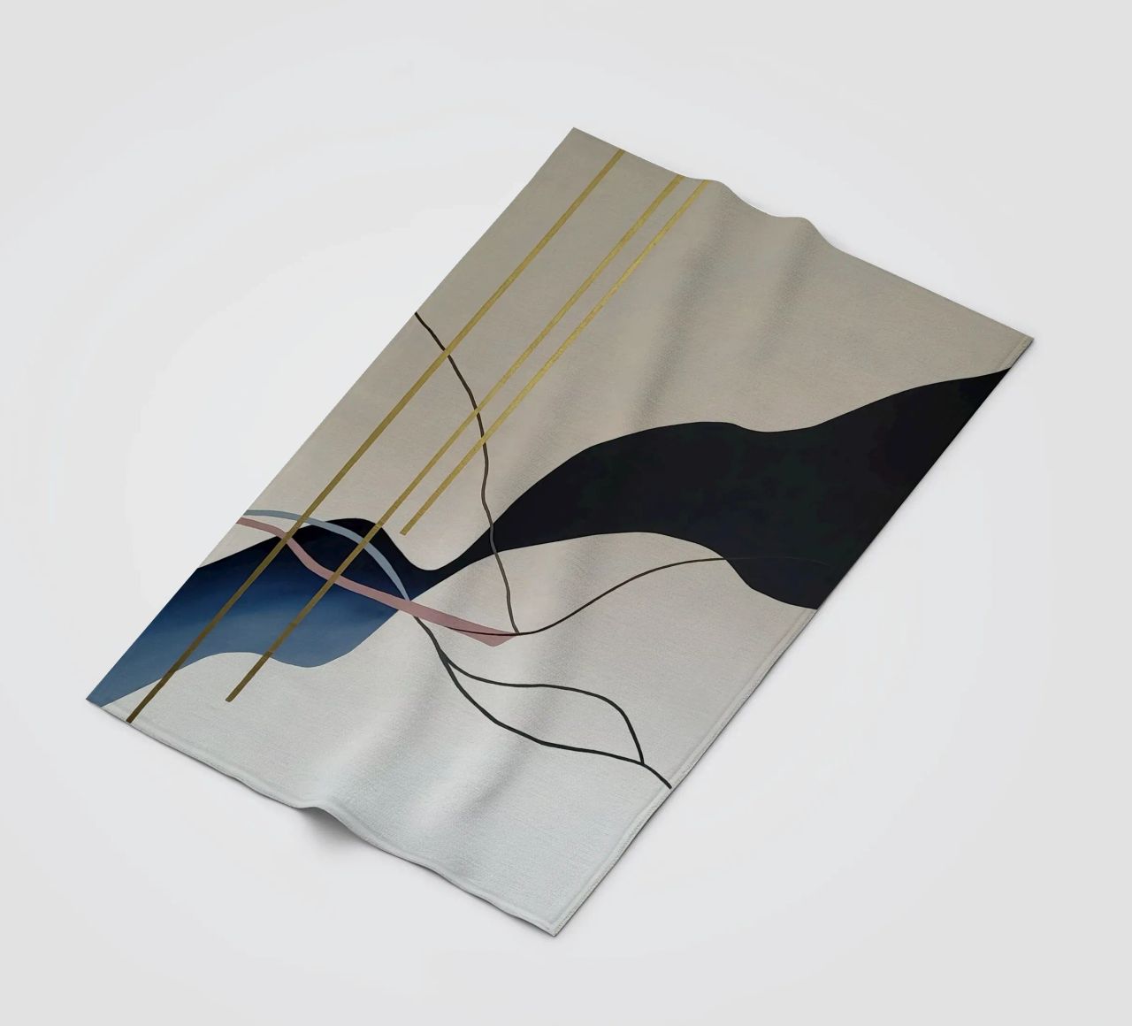 Abstract Flow with Gold and Pink Lines coperta in pile da Artbyvo