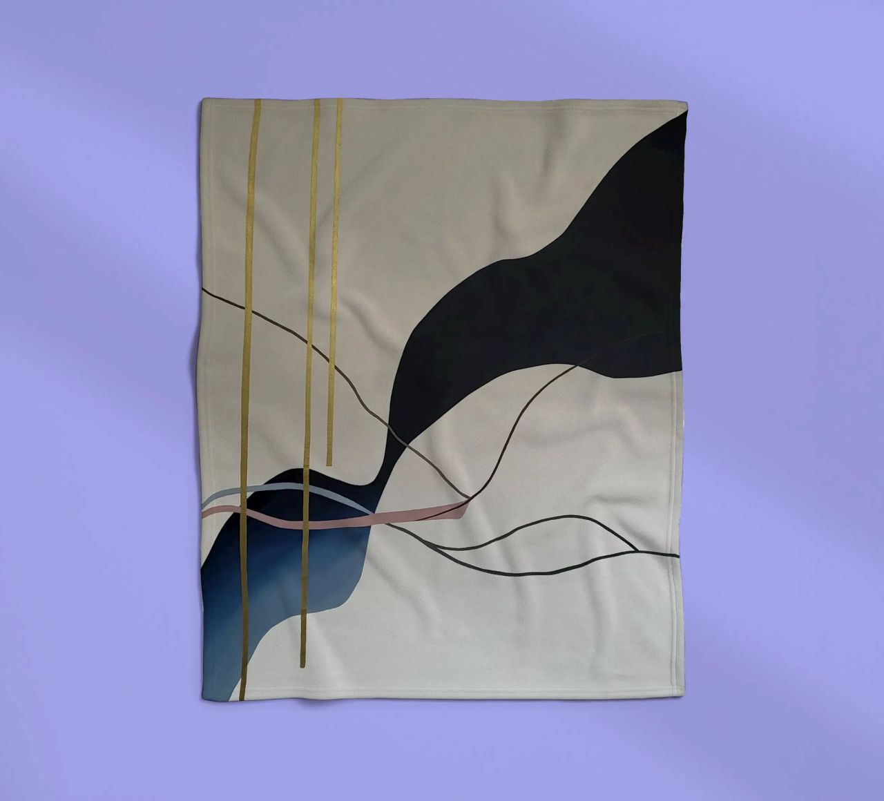 Abstract Flow with Gold and Pink Lines coperta in pile da Artbyvo