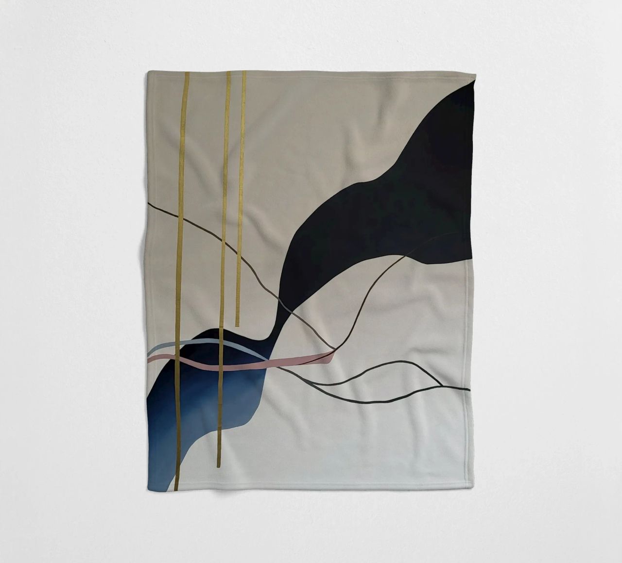 Abstract Flow with Gold and Pink Lines coperta in pile da Artbyvo