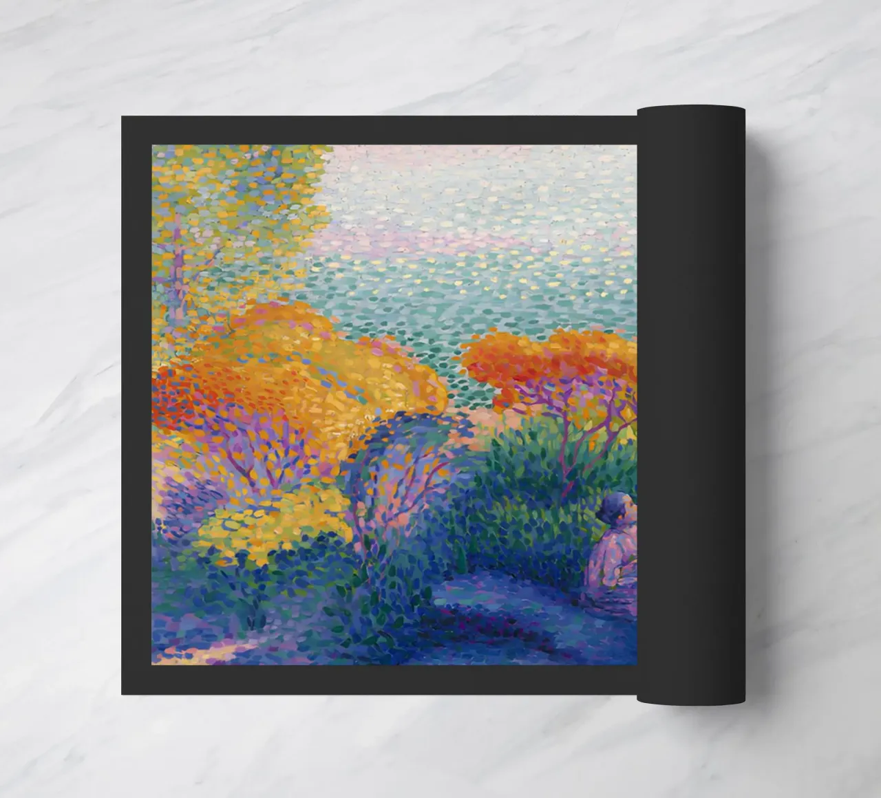 Henri-Edmond Cross Pointillist Figures Shore Art doormat by NorwesClub