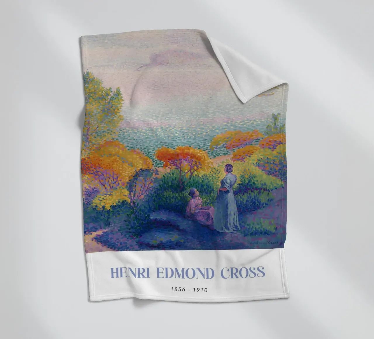 Henri-Edmond Cross Pointillist Figures Shore Art fleece blanket by NorwesClub