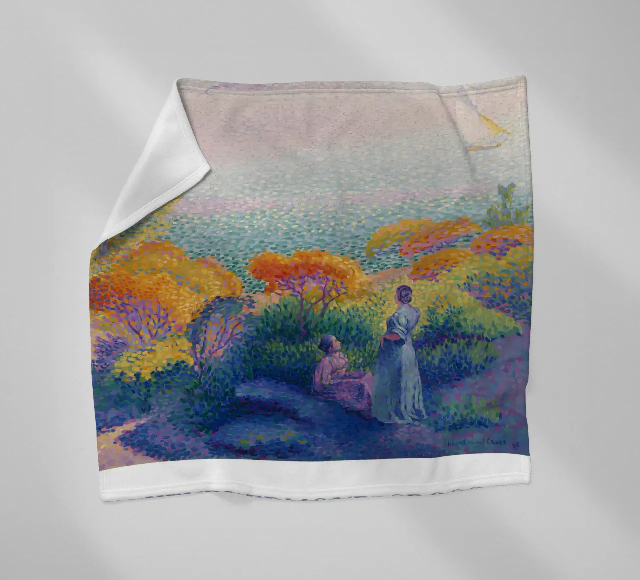 Henri-Edmond Cross Pointillist Figures Shore Art fleece blanket by NorwesClub