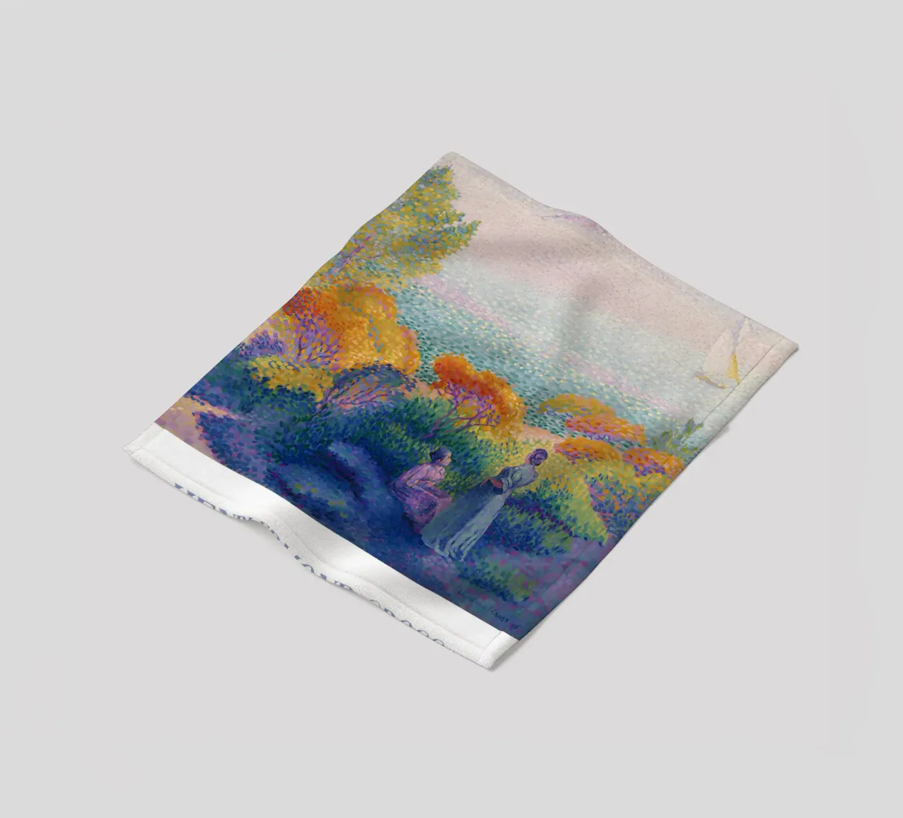 Henri-Edmond Cross Pointillist Figures Shore Art fleece blanket by NorwesClub