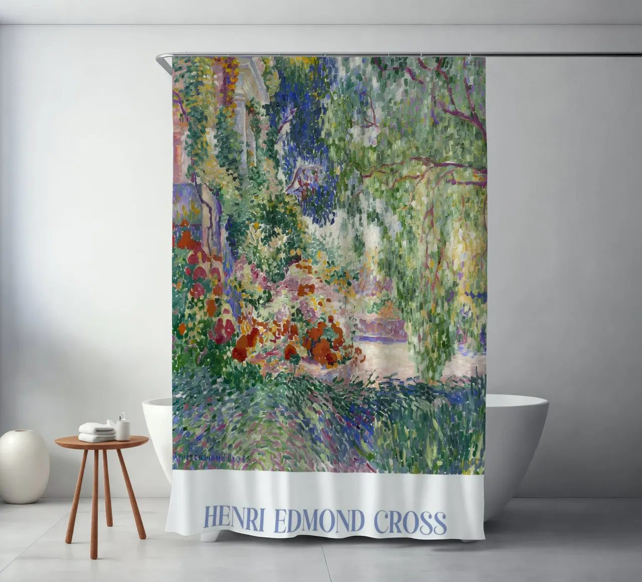 Henri-Edmond Cross Pointillist Garden Landscape shower curtain by NorwesClub