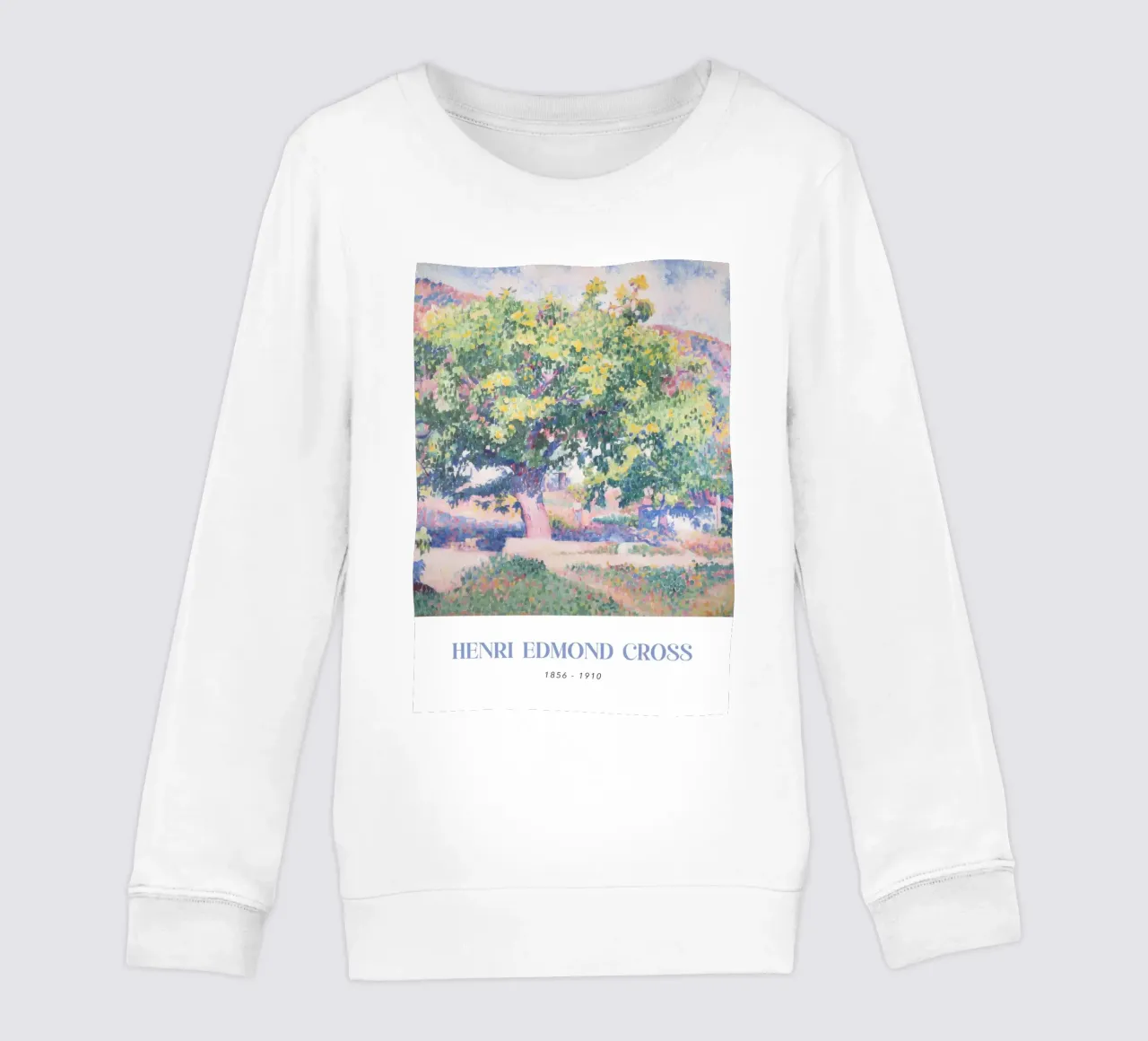 Henri-Edmond Cross Pointillist Tree Landscape kids sweatshirt by NorwesClub