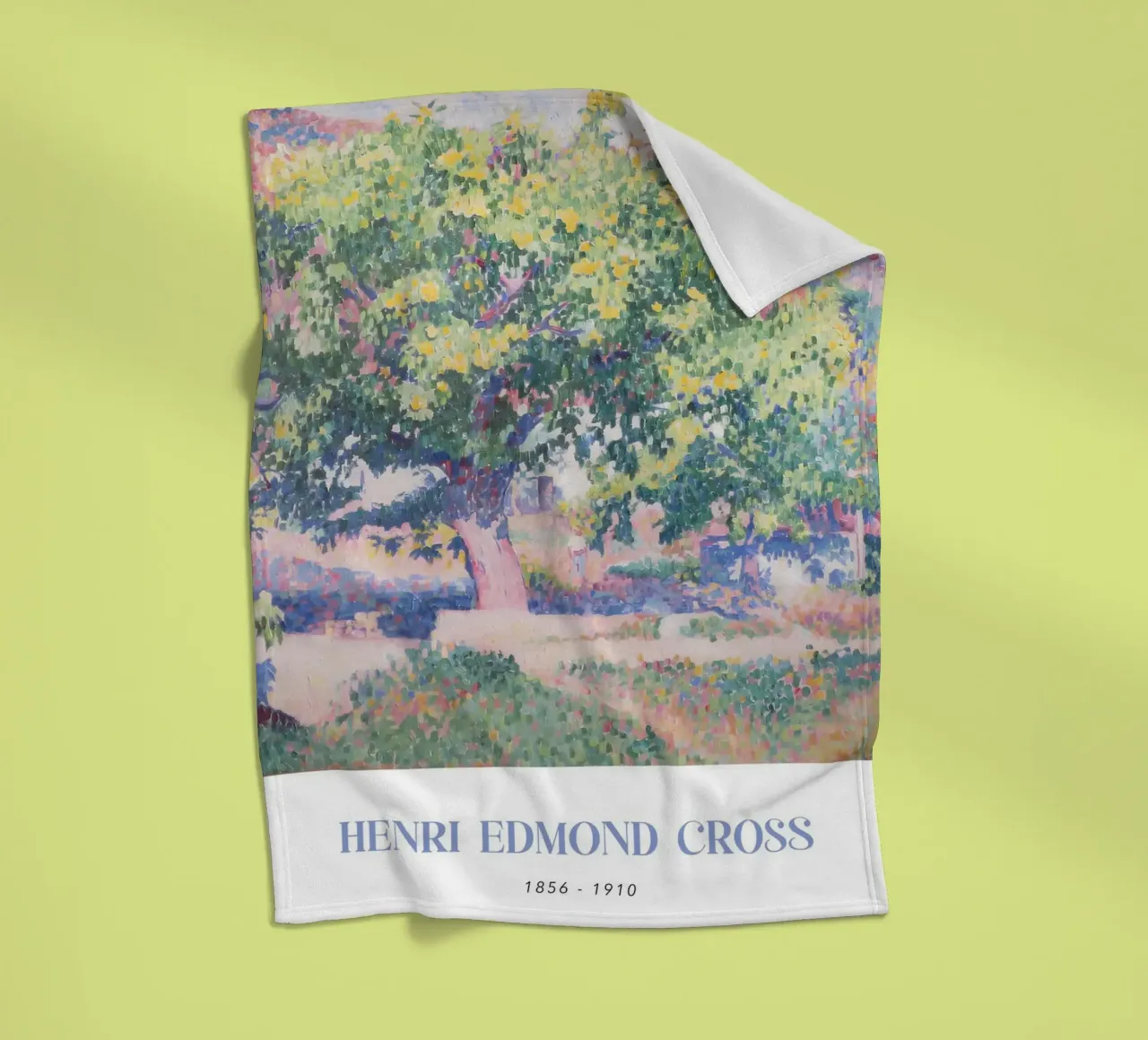 Henri-Edmond Cross Pointillist Tree Landscape fleece blanket by NorwesClub