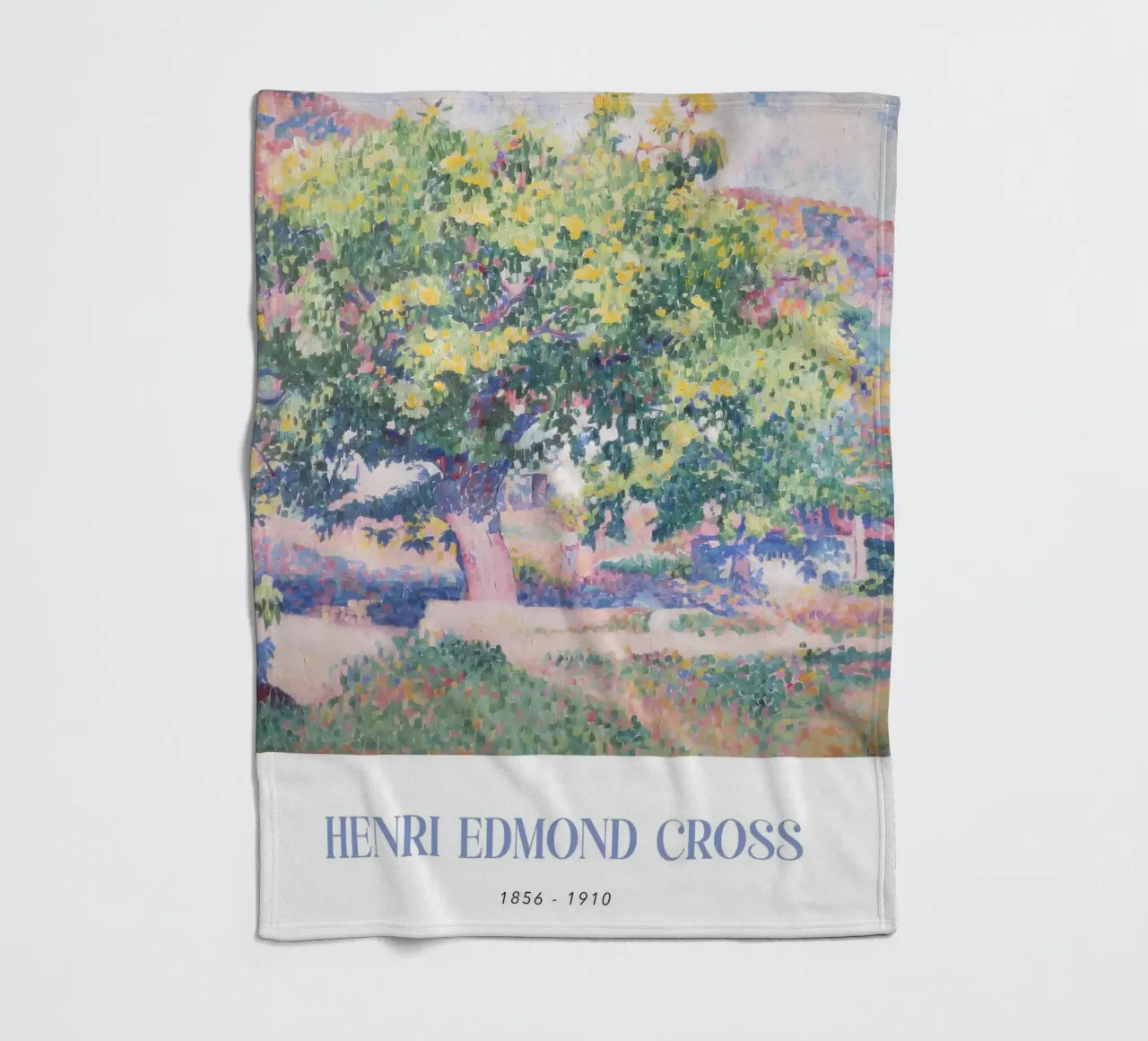 Henri-Edmond Cross Pointillist Tree Landscape fleece blanket by NorwesClub
