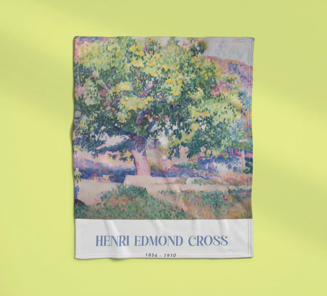 Henri-Edmond Cross Pointillist Tree Landscape fleece blanket by NorwesClub