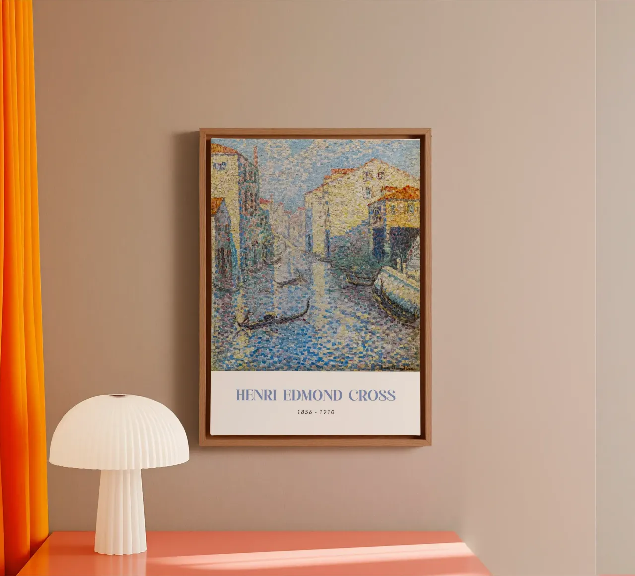Henri-Edmond Cross Pointillist Venice Canal canvas with Floater frame by NorwesClub