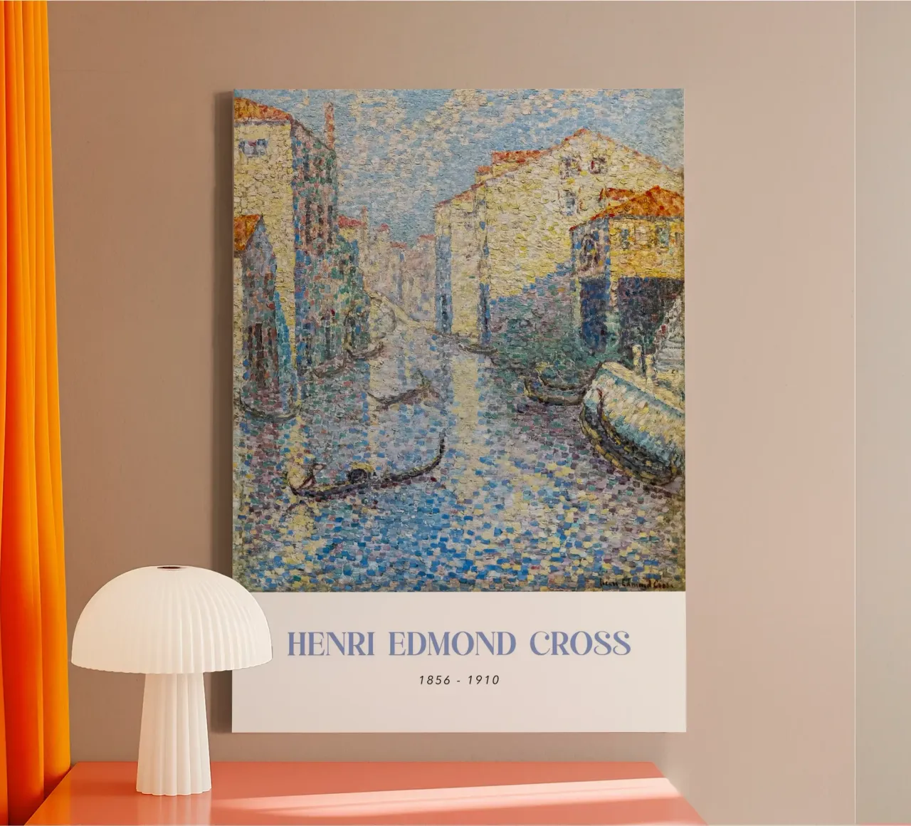 Henri-Edmond Cross Pointillist Venice Canal canvas with Floater frame by NorwesClub