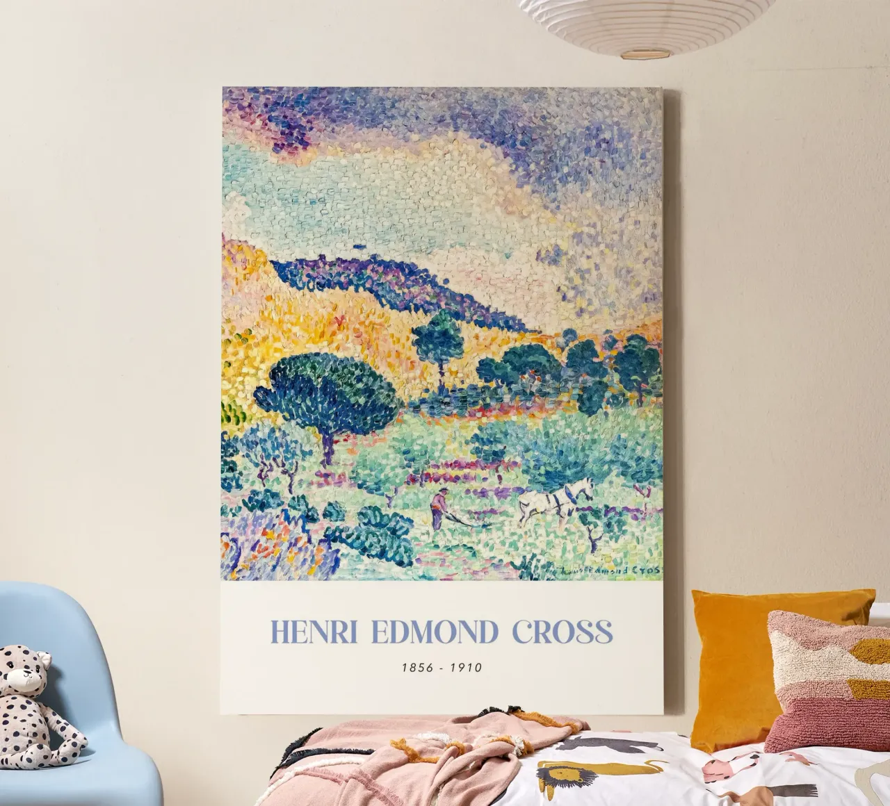 Henri-Edmond Cross Pointillist Paesaggio collinare tela con Cornice a cassetta da NorwesClub