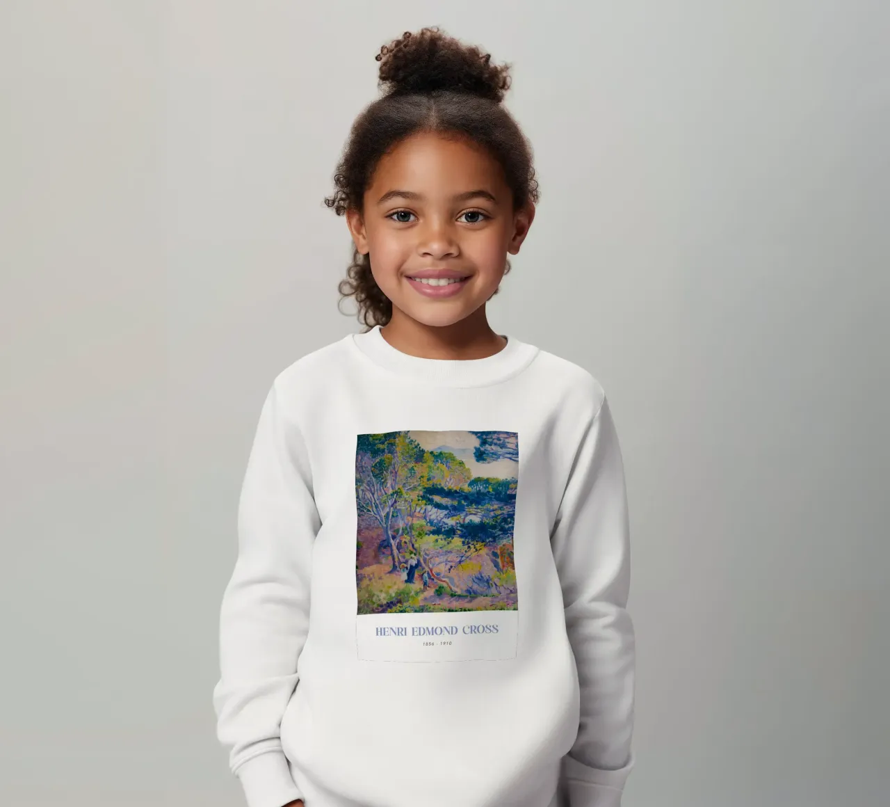 Henri-Edmond Cross Pointillist Coastal Trees Art kids sweatshirt by NorwesClub