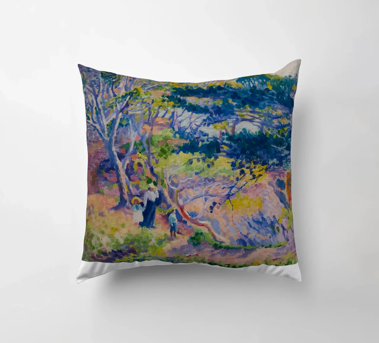Henri-Edmond Cross Pointillist Coastal Trees Art decorative cushion by NorwesClub