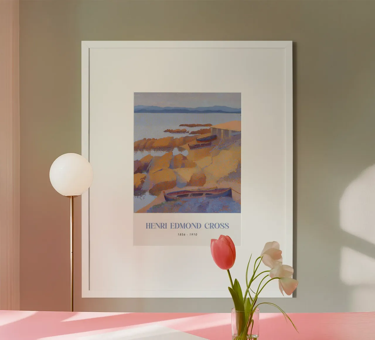 Henri-Edmond Cross Pointillist Kust Calanque poster met houten frame van NorwesClub