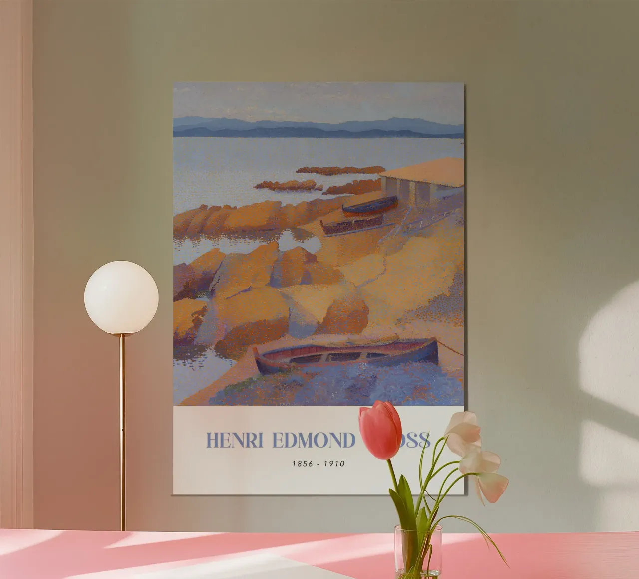 Henri-Edmond Cross Pointillist Kust Calanque poster met houten frame van NorwesClub