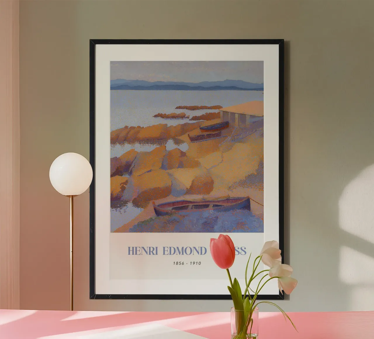 Henri-Edmond Cross Pointillist Kust Calanque poster met houten frame van NorwesClub