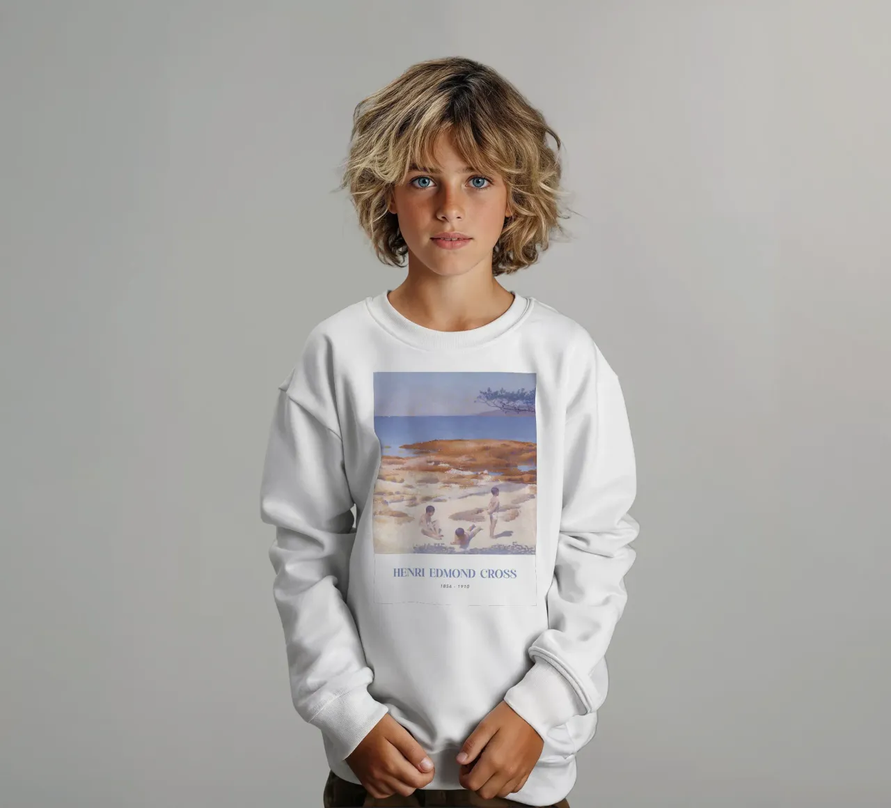 Henri-Edmond Cross Pointillist Beach Figures Art kids sweatshirt by NorwesClub