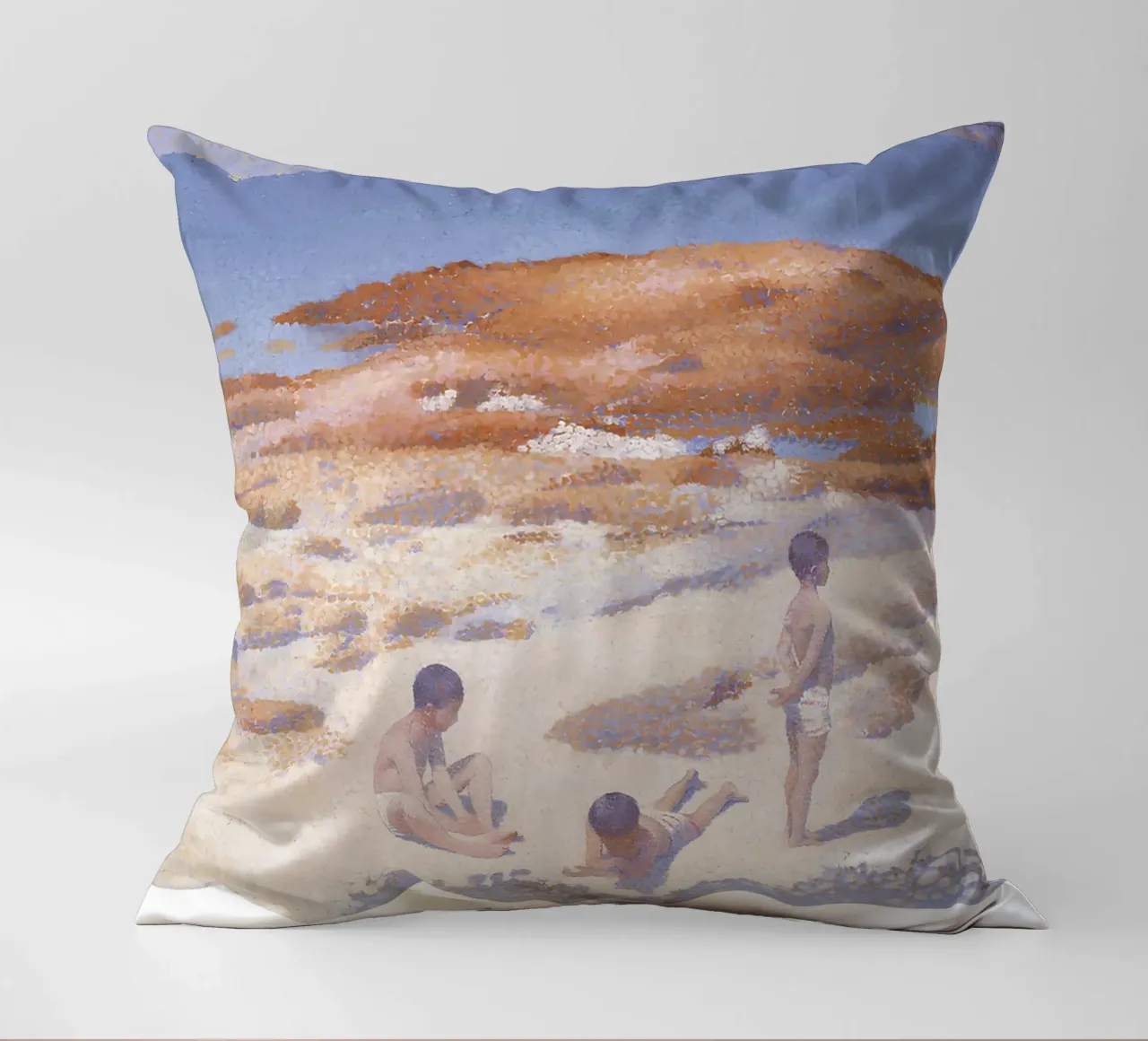 Henri-Edmond Cross Pointillist Beach Figures Art decorative cushion by NorwesClub